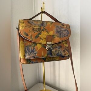 Patricia Nash Floral Crossbody Bag - Brown and Yellow